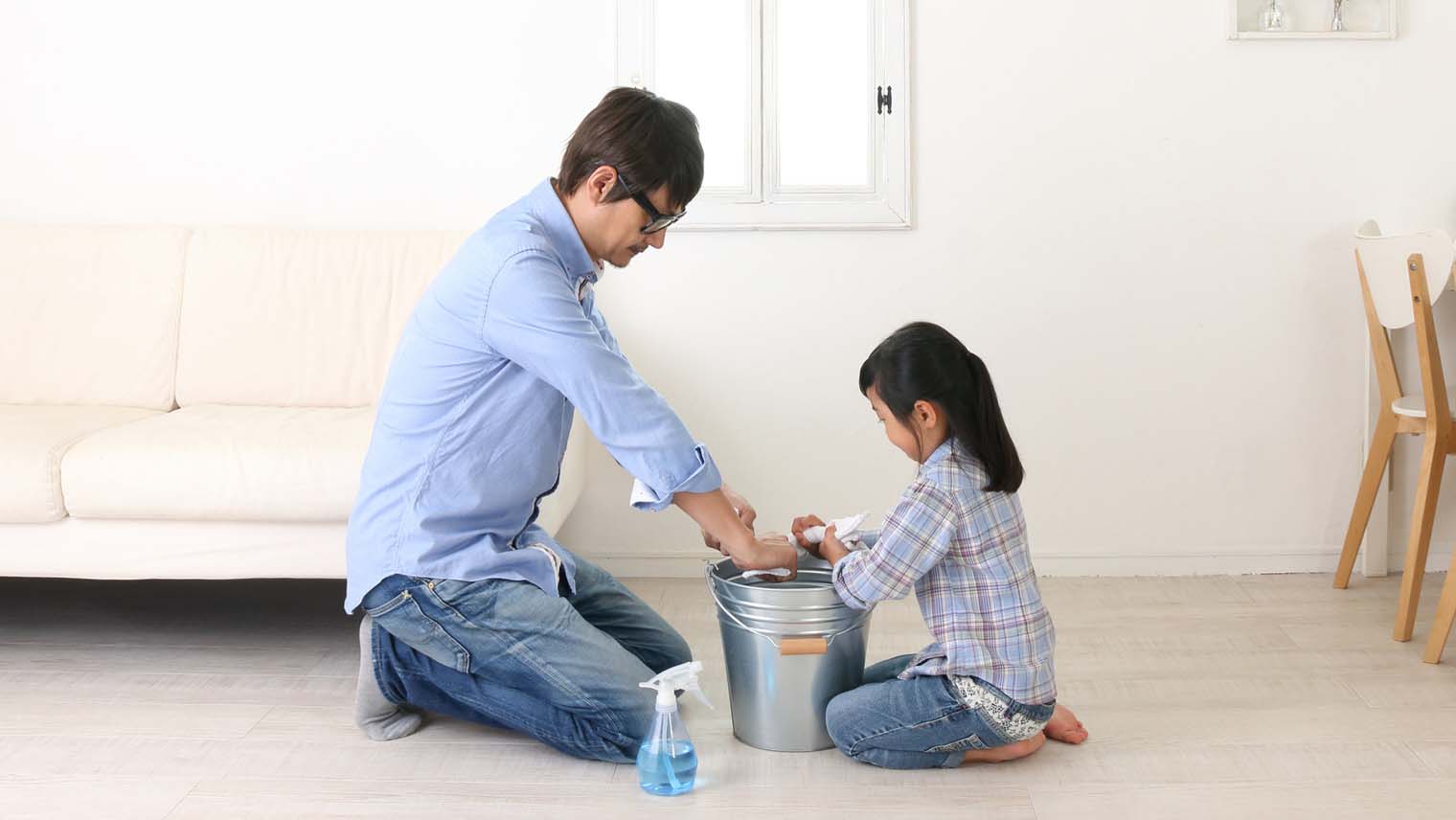 パパと子どもで「1時間掃除」にチャレンジ!