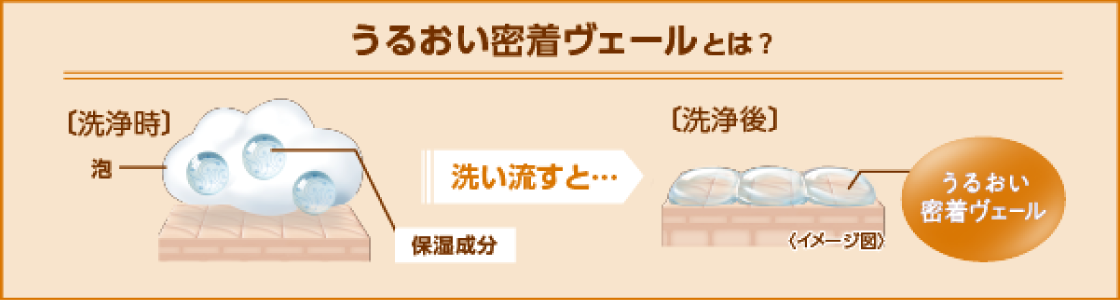 汚れを落としたあとに、保湿成分がヴェールのように密着するイメージ。