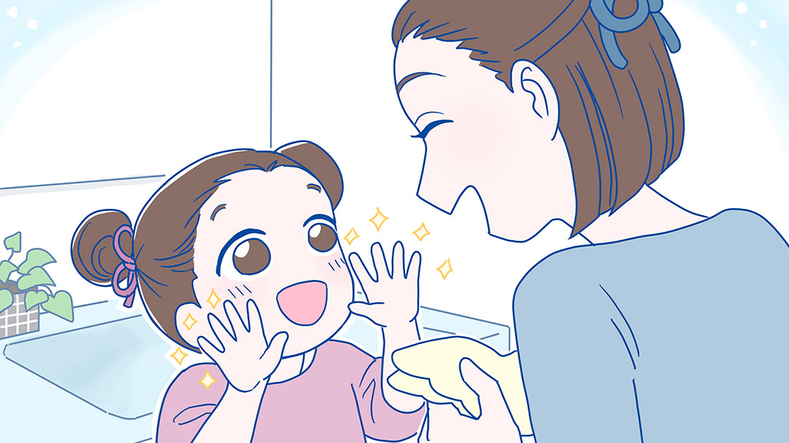 殺菌成分が手にとどまるイラスト