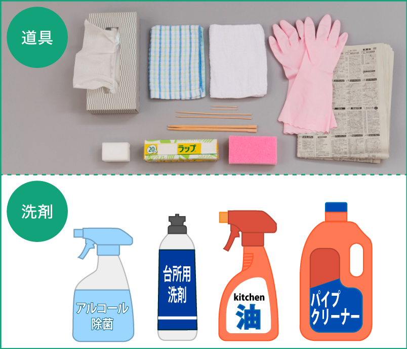 キッチン掃除に必要なもの