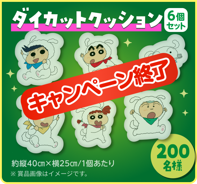 ダイカットクッション6個セット 200名様 キャンペーン終了
